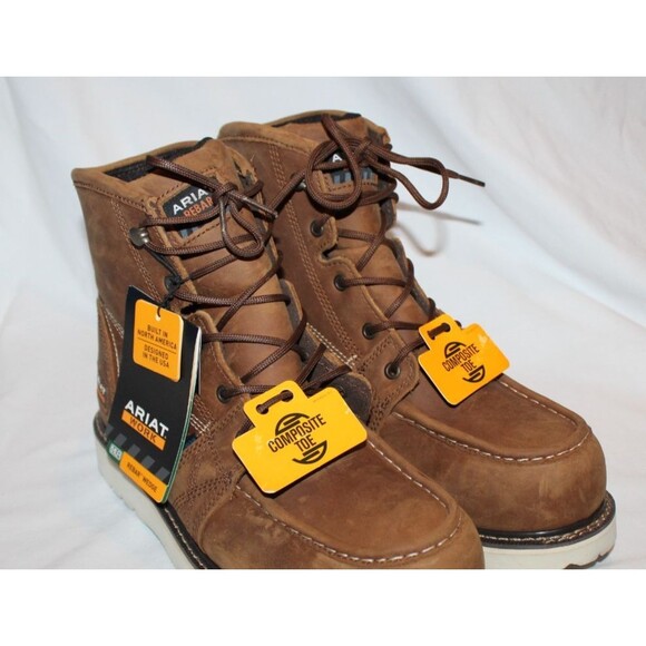 Ariat Work Men Rebar Leather Waterproof Comp Toe Western Work Boot Honey 9 WIDE main image 5